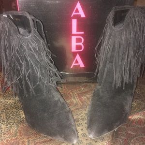 Alba Pointy Toe Fringe Ankle Booties